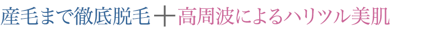 産毛まで徹底脱毛+高周波によるハリツル美肌